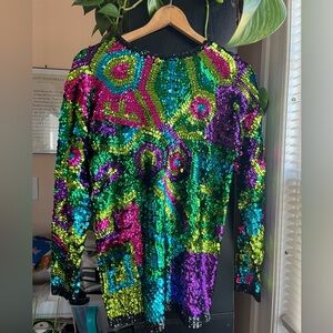 Vintage 1980’s Regency Collection for Joyce Colorful Sequin Long Sleeve Top